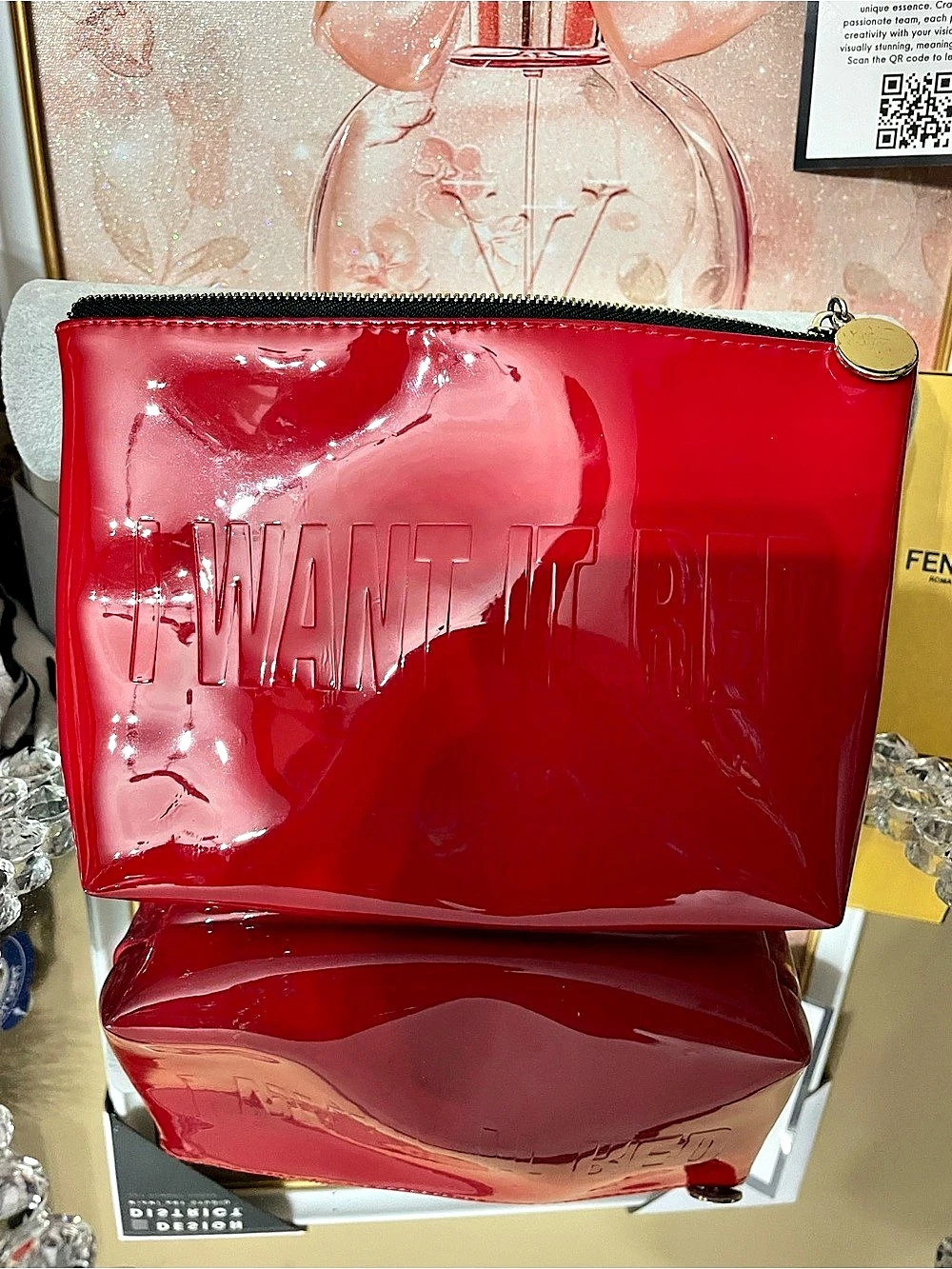 Yves Saint Laurent Beaute Patent Red Cosmetic Pouch EUC